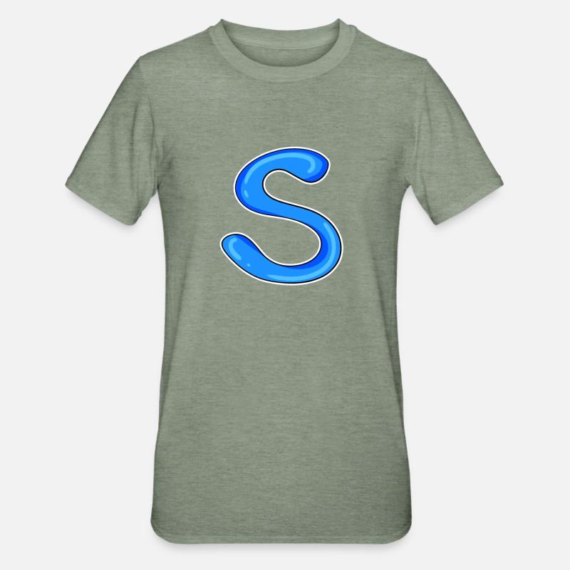 Lettre S Lettre initiale - T-shirt polycoton Unisexe - vert kaki chiné