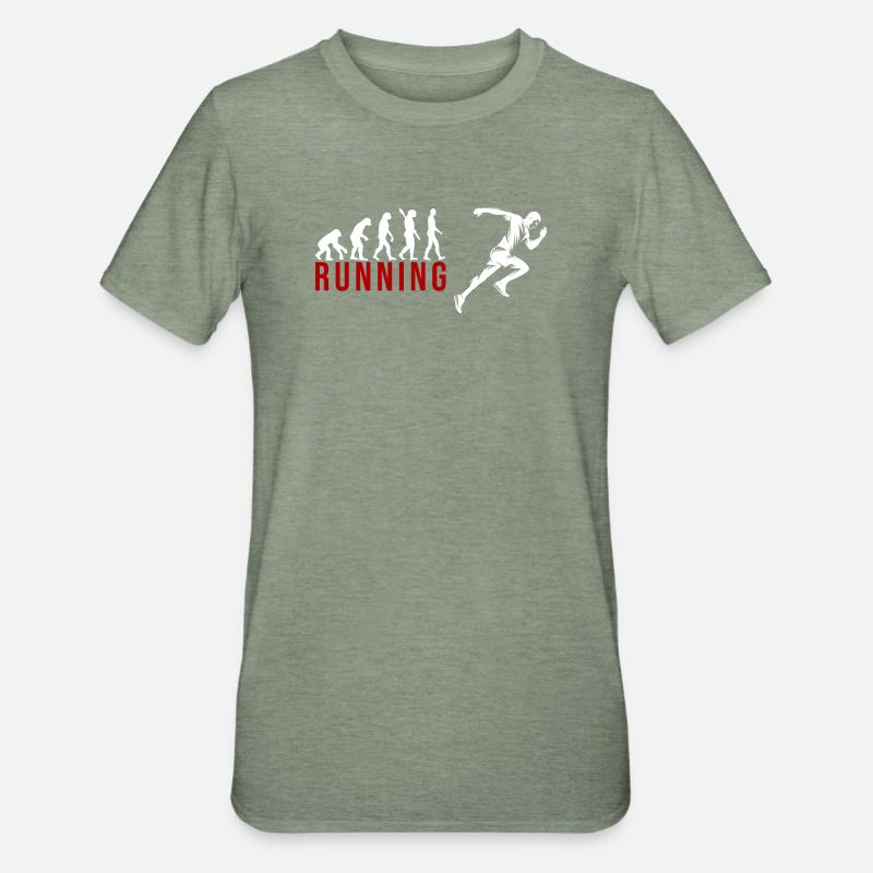 Evolution Running - Unisex Polycotton T-Shirt - Militärgrün meliert