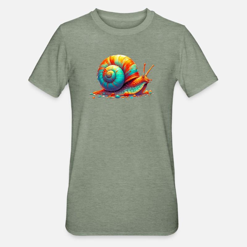 Escargot - T-shirt polycoton Unisexe - vert kaki chiné