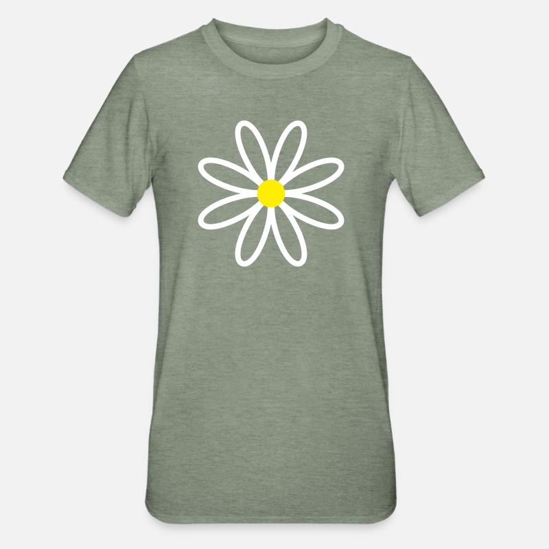 Daisy Gänseblümchen - Unisex Polycotton T-Shirt - Militärgrün meliert
