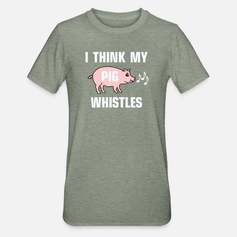 Je pense que mon cochon siffle - T-shirt polycoton Unisexe - vert kaki chiné