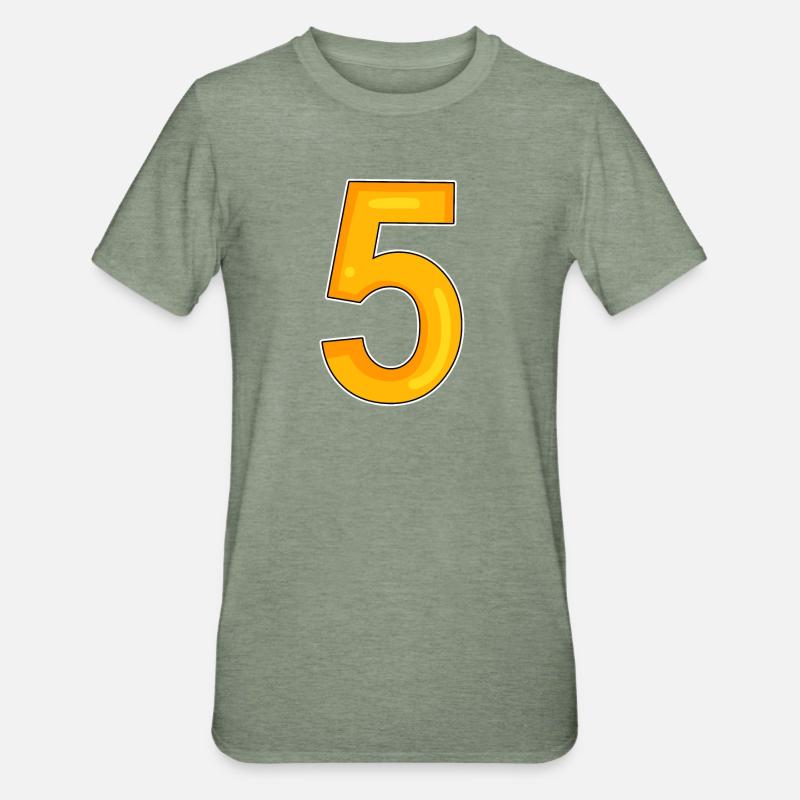 Graphique 5 - T-shirt polycoton Unisexe - vert kaki chiné