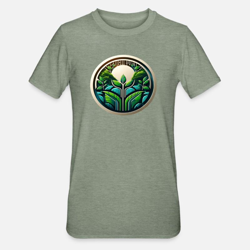 Logo Eco Tech Nature et numérisation - T-shirt polycoton Unisexe - vert kaki chiné