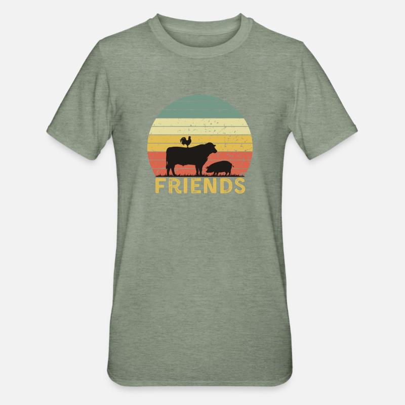 Conception d’amitié d’animaux de basse-cour - T-shirt polycoton Unisexe - vert kaki chiné