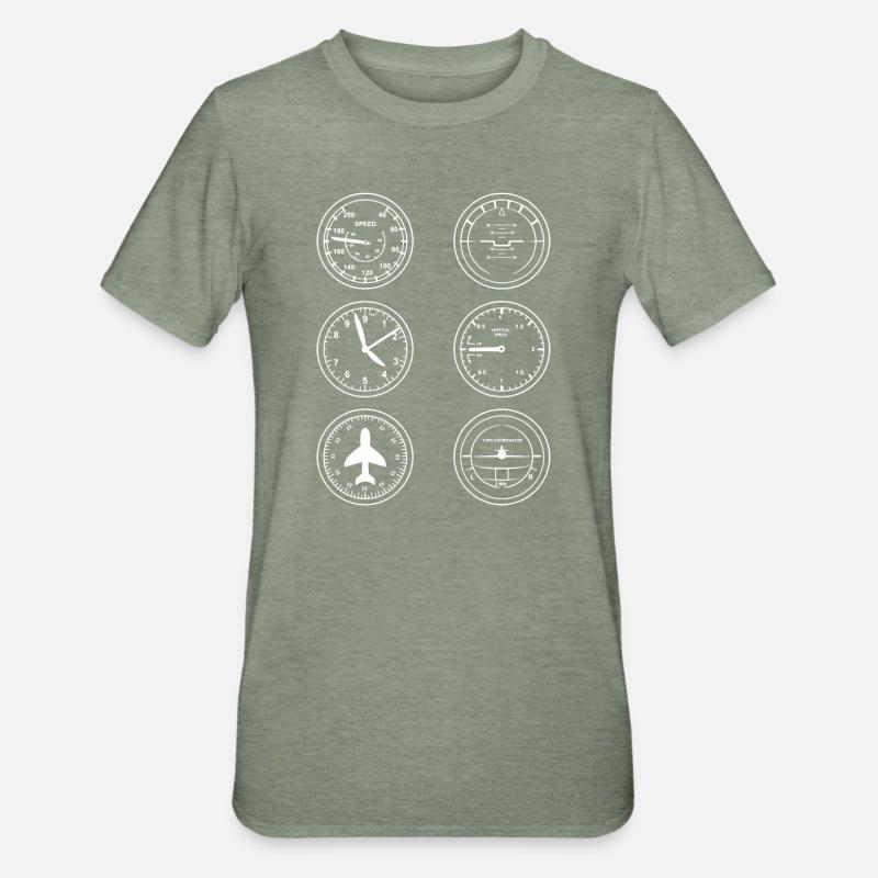 Instruments d’aéronef - T-shirt polycoton Unisexe - vert kaki chiné