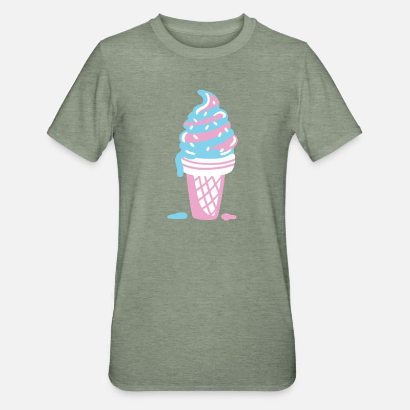 Eis Eiscreme - Unisex Polycotton T-Shirt - Militärgrün meliert