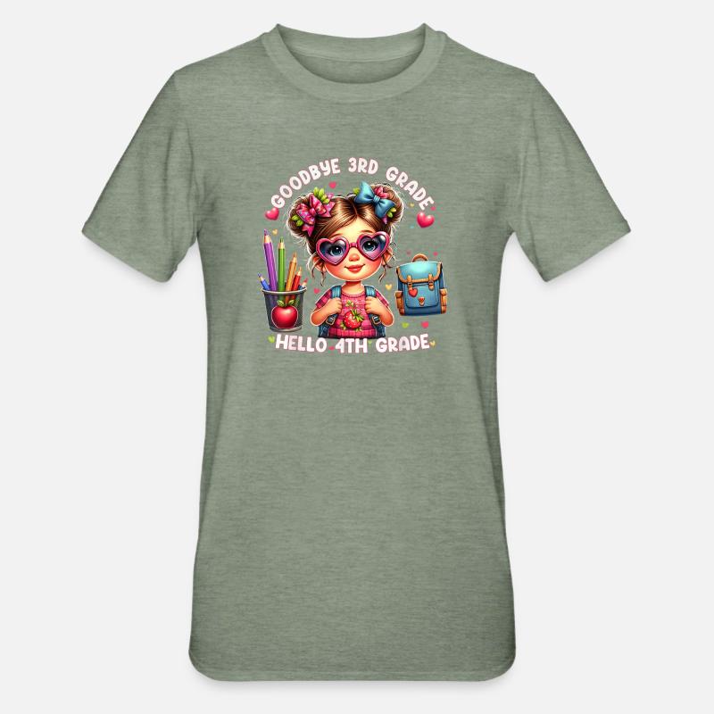 Goodbye 3rd Grade Hello 4th - Unisex Polycotton T-Shirt - heather military green