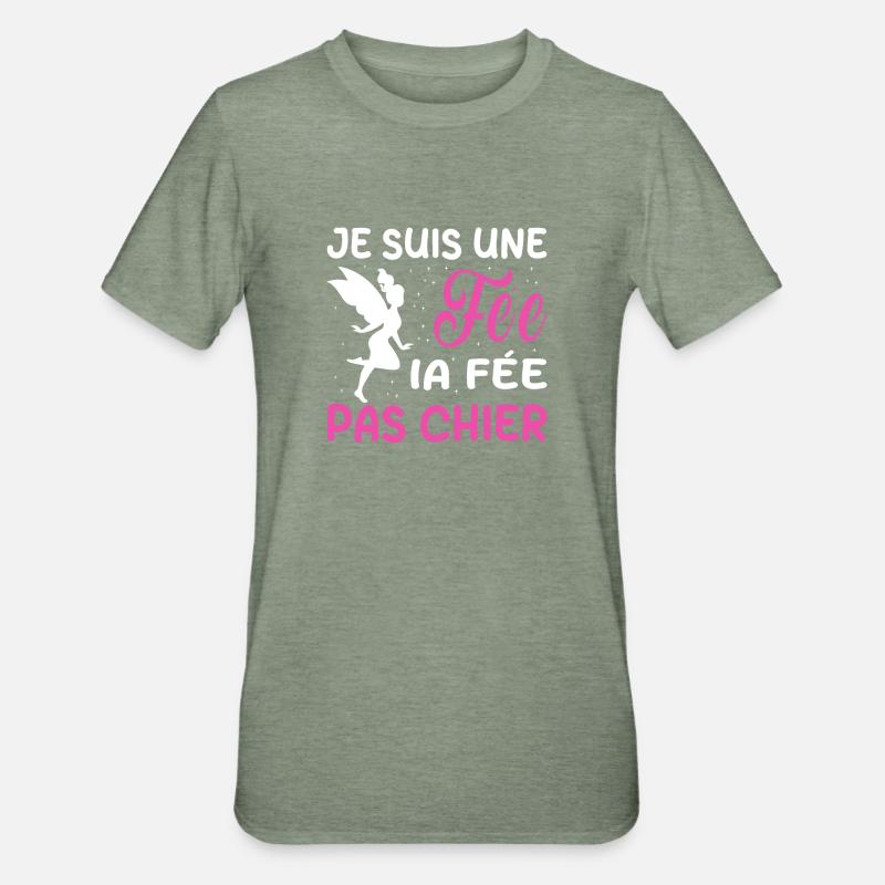 Ich bin eine Fee, die Fee, nicht Scheiße - Unisex Polycotton T-Shirt - Militärgrün meliert