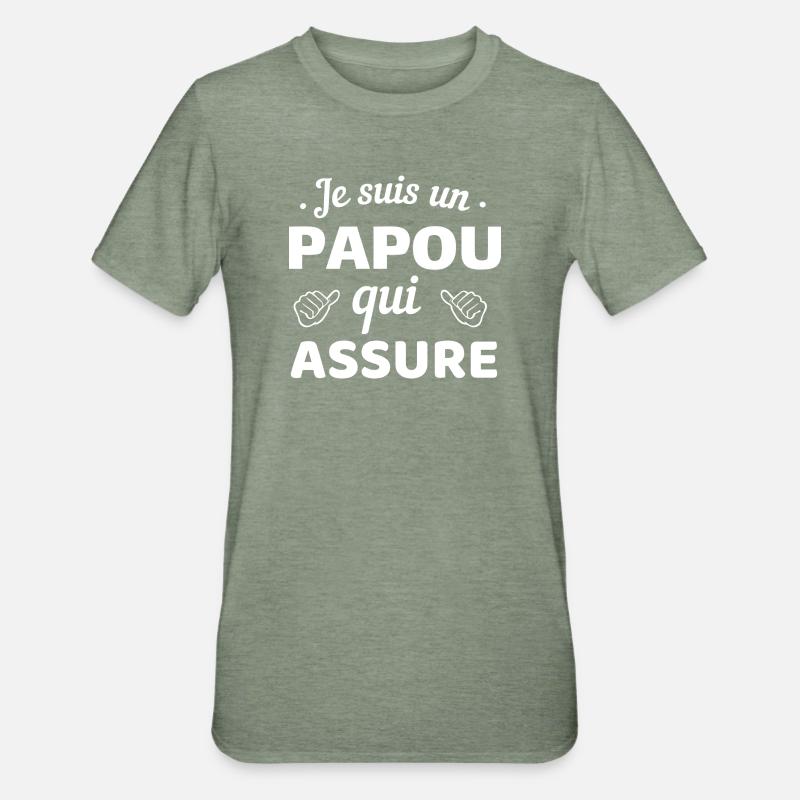 Je suis un papi qui assure - T-shirt polycoton Unisexe - vert kaki chiné