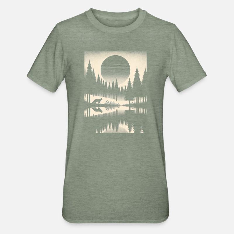 FUCHS IM WALD - Unisex Polycotton T-Shirt - Militärgrün meliert