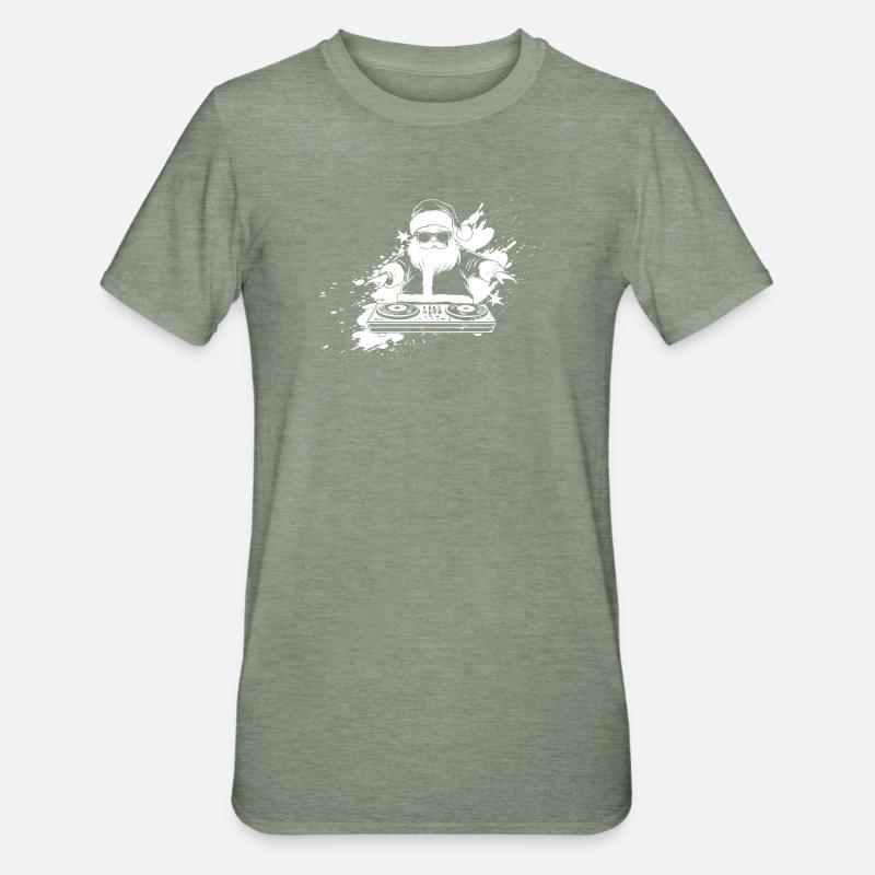 Dynamic DJ Silhouette Print - Unisex Polycotton T-Shirt - heather military green