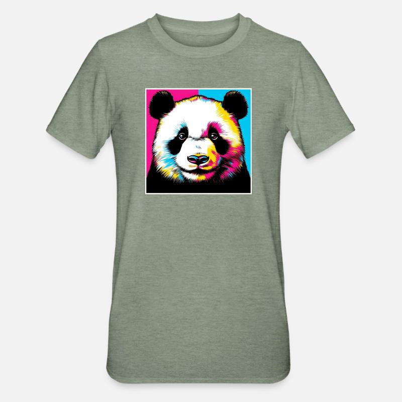Panda - T-shirt polycoton Unisexe - vert kaki chiné