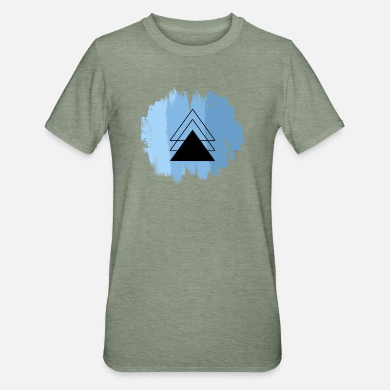 Superposition du triangle bleu - T-shirt polycoton Unisexe - vert kaki chiné