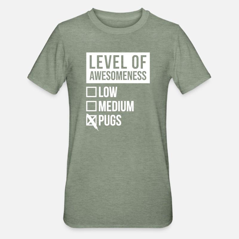 Mops Mops Mops - Unisex Polycotton T-Shirt - Militärgrün meliert