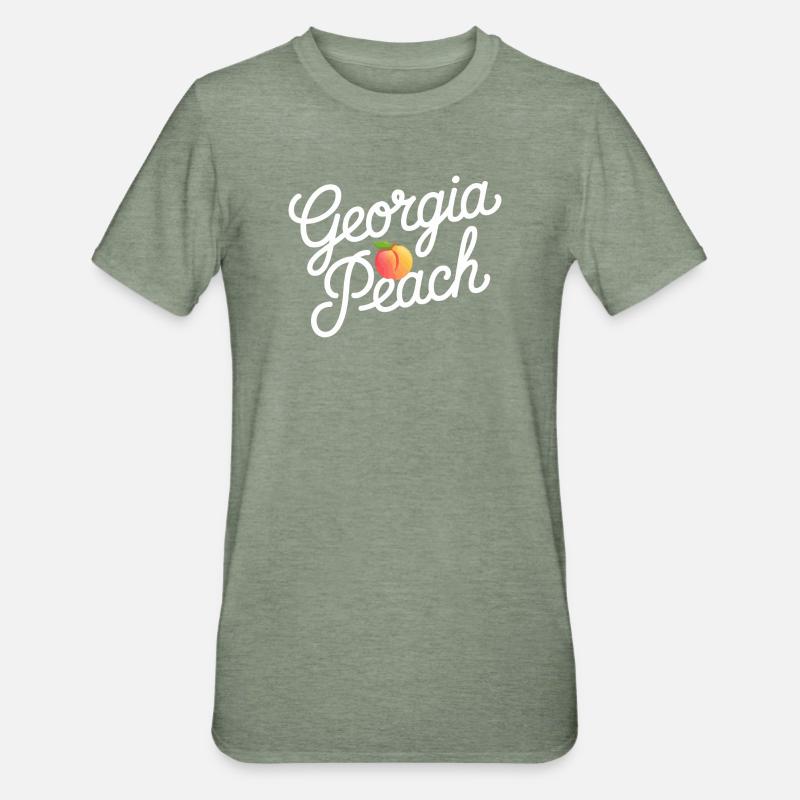 Georgia Peach Script Logo - Unisex Polycotton T-Shirt - heather military green