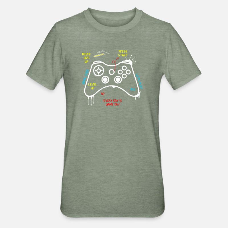 Gamer Controller Graffiti - T-shirt polycoton Unisexe - vert kaki chiné