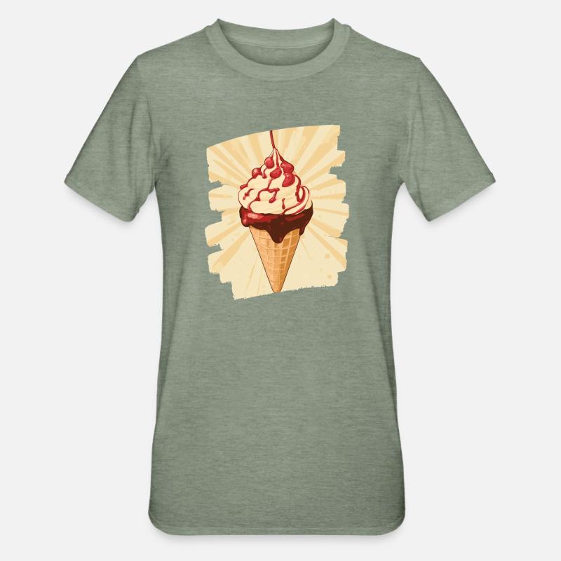 Eiscreme Eis - Unisex Polycotton T-Shirt - Militärgrün meliert