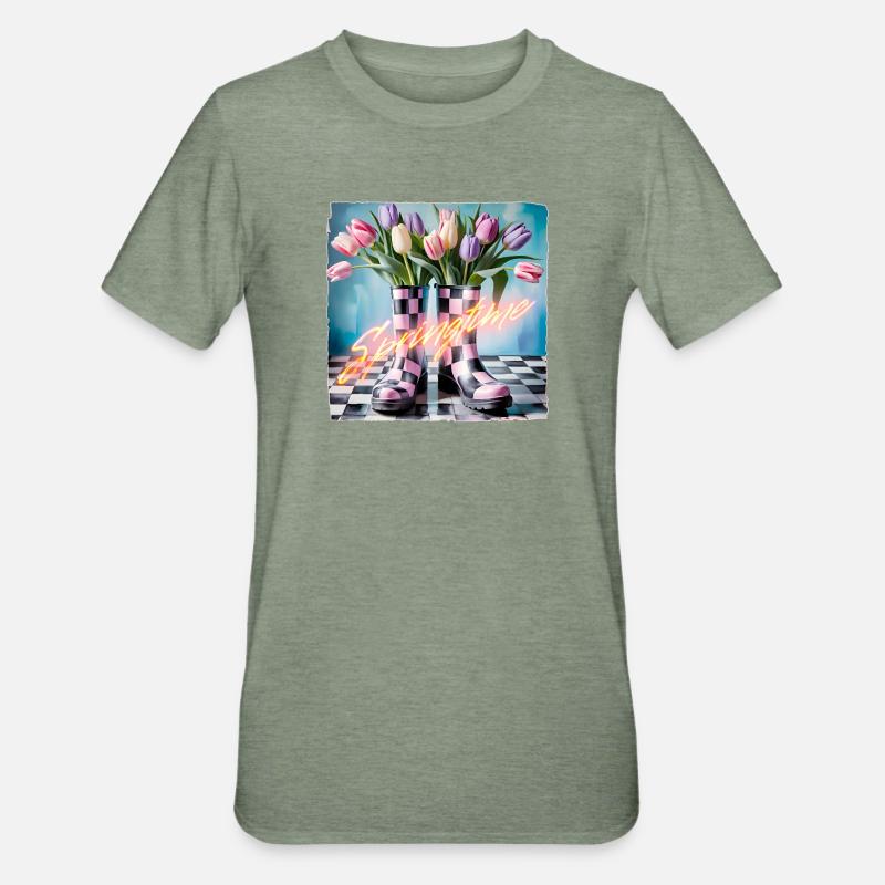 C’est le printemps... - T-shirt polycoton Unisexe - vert kaki chiné