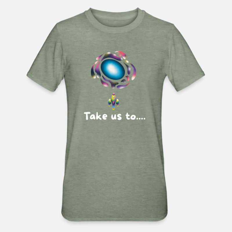 Fusée Galaxy Néon - T-shirt polycoton Unisexe - vert kaki chiné