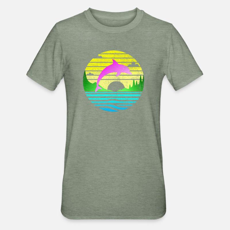 Springender Delfin 2 - Unisex Polycotton T-Shirt - Militärgrün meliert