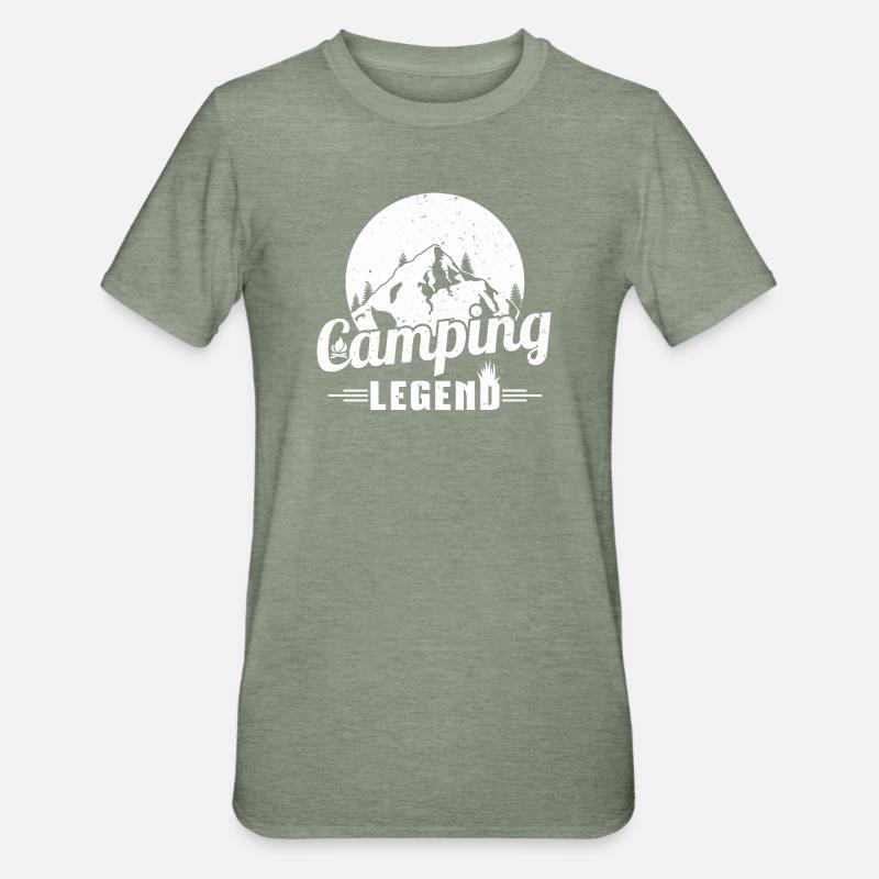 Mountain Camping Legend Design - Unisex Polycotton T-Shirt - heather military green