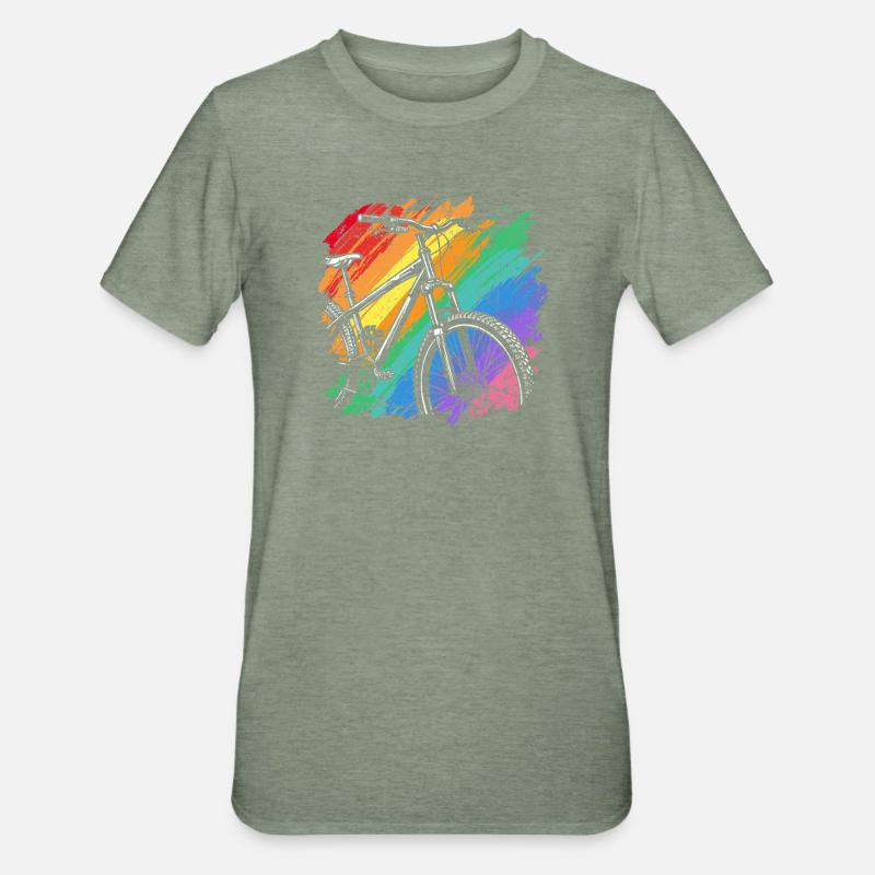 Impression d’art de vélo vibrant - T-shirt polycoton Unisexe - vert kaki chiné