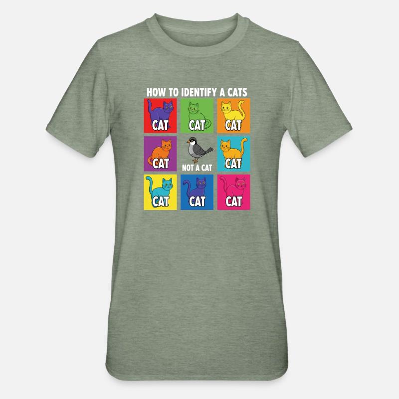 Guide d’identification des chats - T-shirt polycoton Unisexe - vert kaki chiné
