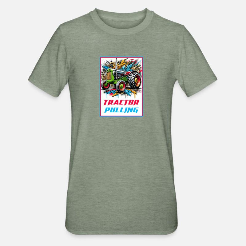 Tractor Pulling Power - Unisex Polycotton T-Shirt - Militärgrün meliert