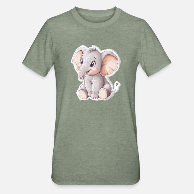 Éléphant - T-shirt polycoton Unisexe - vert kaki chiné