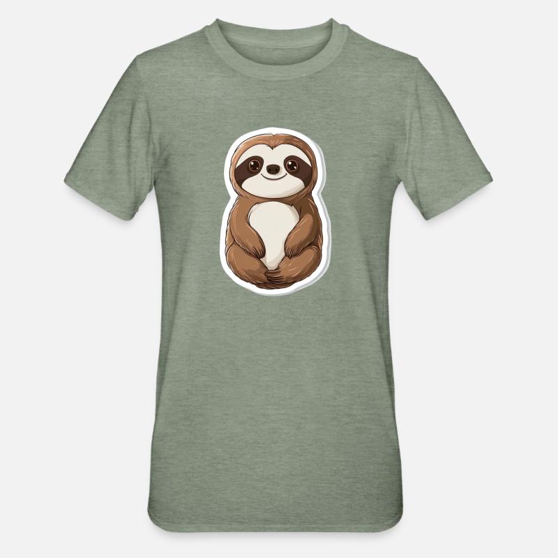 Faultier - Unisex Polycotton T-Shirt - Militärgrün meliert