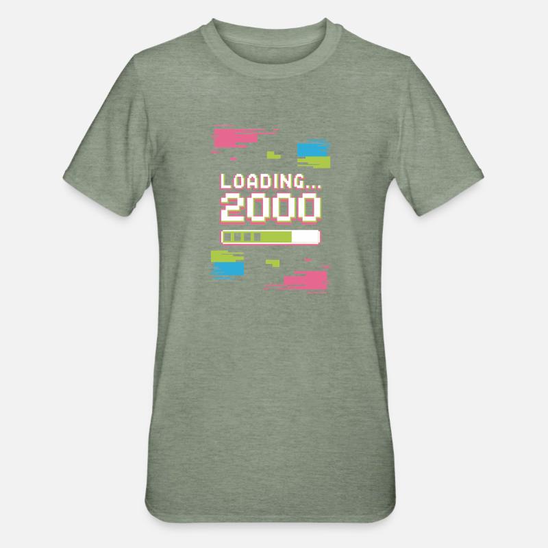 Retro Loading 2000 Pixel - Unisex Polycotton T-Shirt - Militärgrün meliert