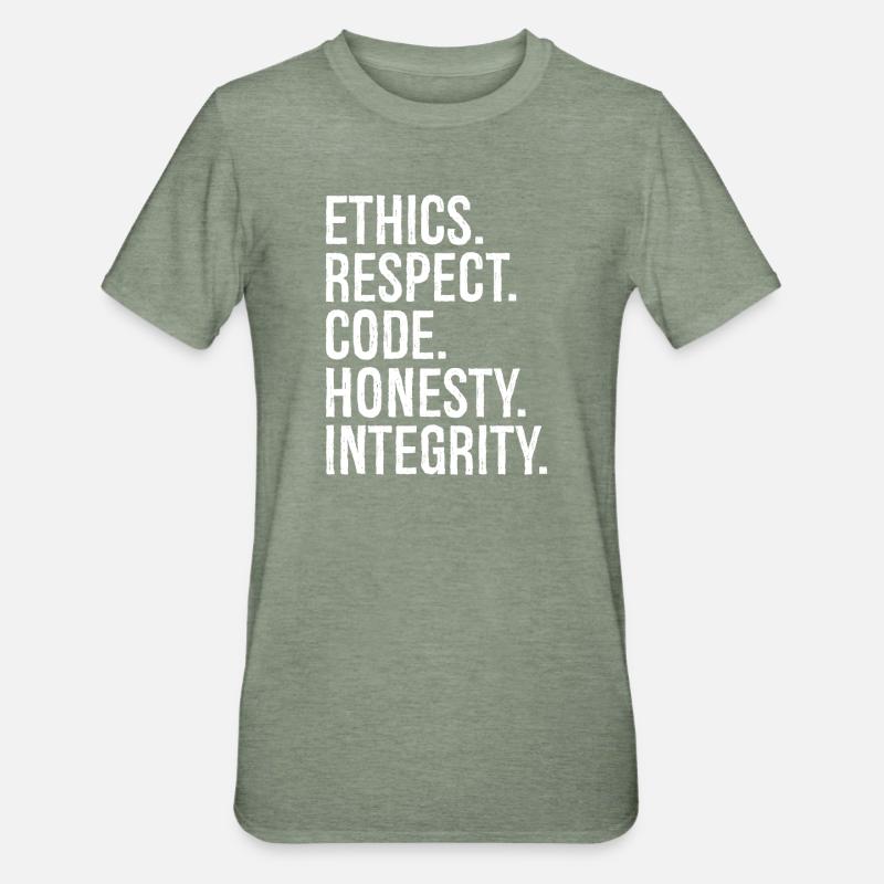 Éthique Respect Code Honnêteté Intégrité - T-shirt polycoton Unisexe - vert kaki chiné