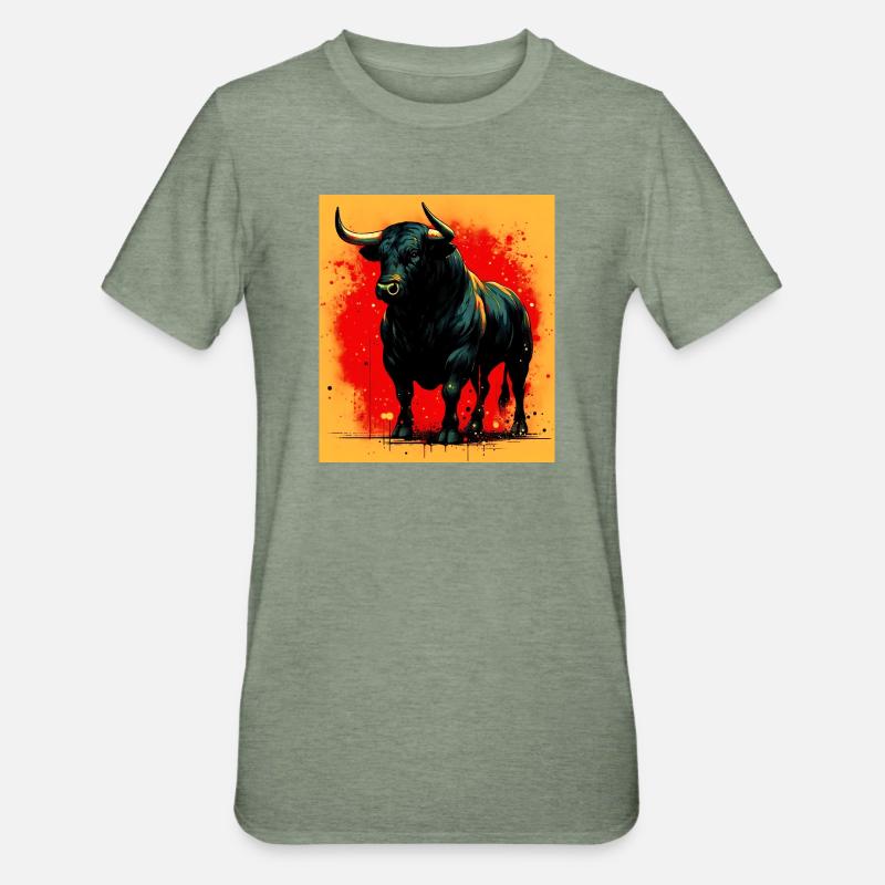 bull - Unisex Polycotton T-Shirt - heather military green