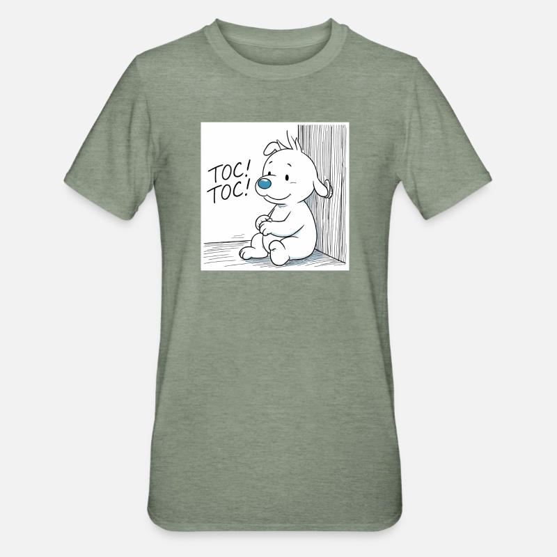 Idéfix Frappe Toc Toc Toc - T-shirt polycoton Unisexe - vert kaki chiné