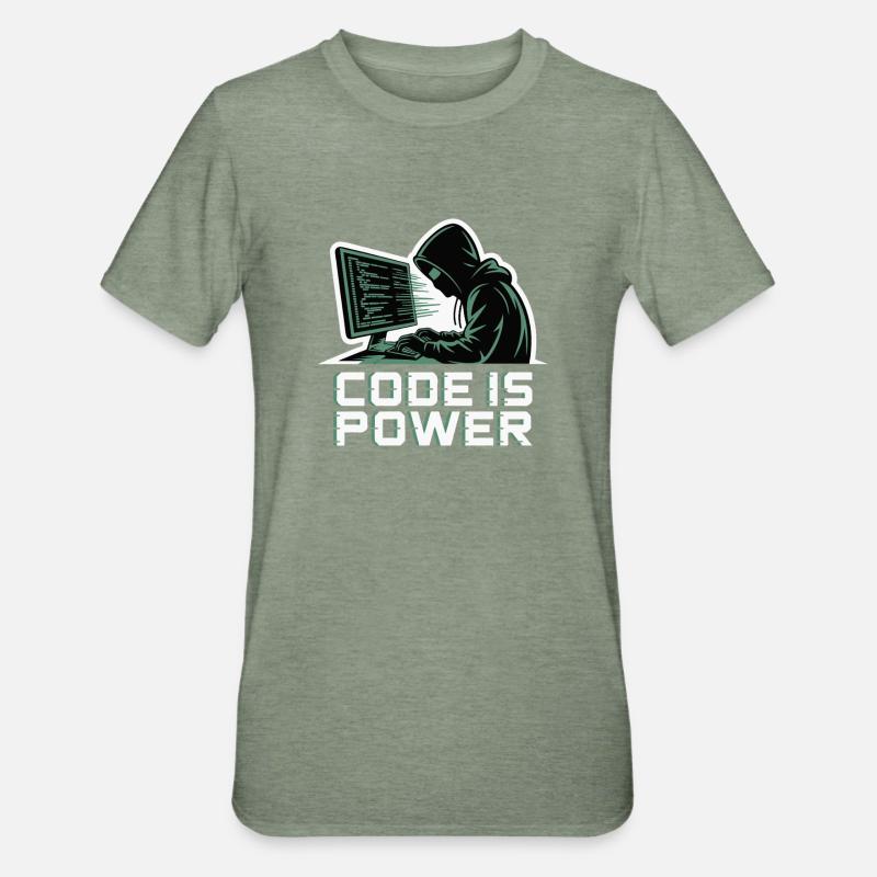 Cyber Hacker Code Infinity Design - T-shirt polycoton Unisexe - vert kaki chiné