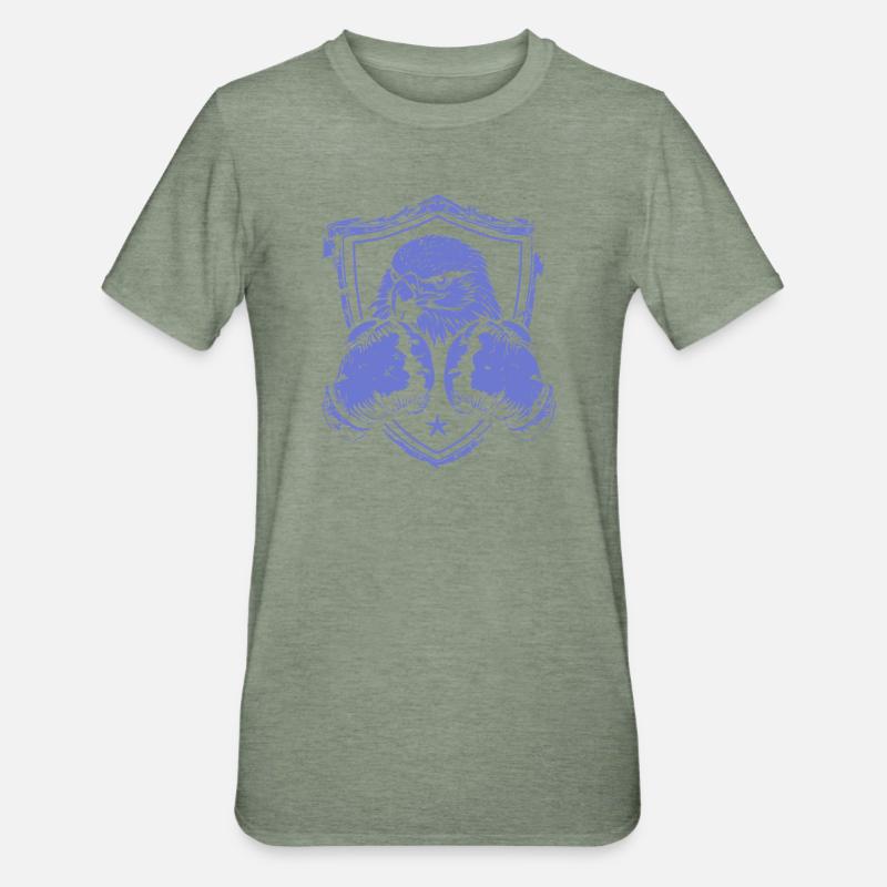 Conception du bouclier de l'aigle combattant - T-shirt polycoton Unisexe - vert kaki chiné