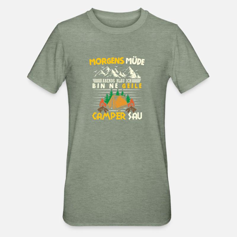 Camper Camping Caravan Saying - Unisex Polycotton T-Shirt - heather military green