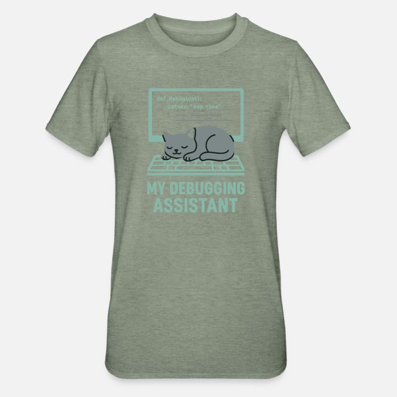 Mein Debugging Assistent Katze - Unisex Polycotton T-Shirt - Militärgrün meliert