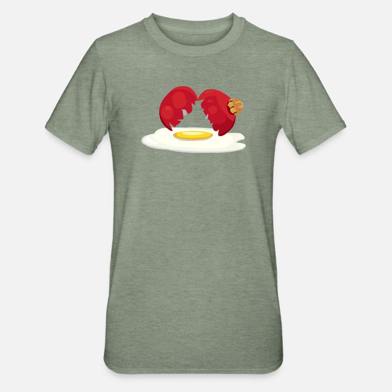 Weihnachtskugel zerbrochenes Ei - Unisex Polycotton T-Shirt - Militärgrün meliert
