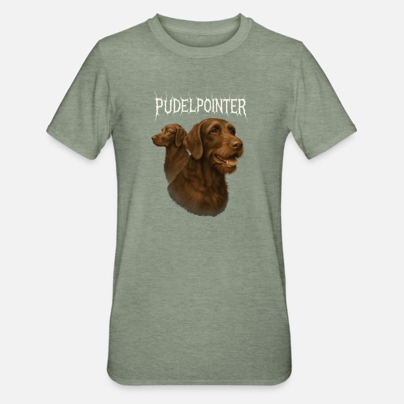 Caniche Pointer - T-shirt polycoton Unisexe - vert kaki chiné