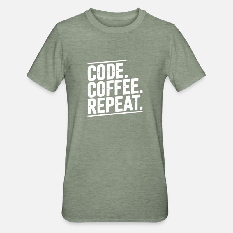 Code Coffee Repeat - Unisex Polycotton T-Shirt - heather military green