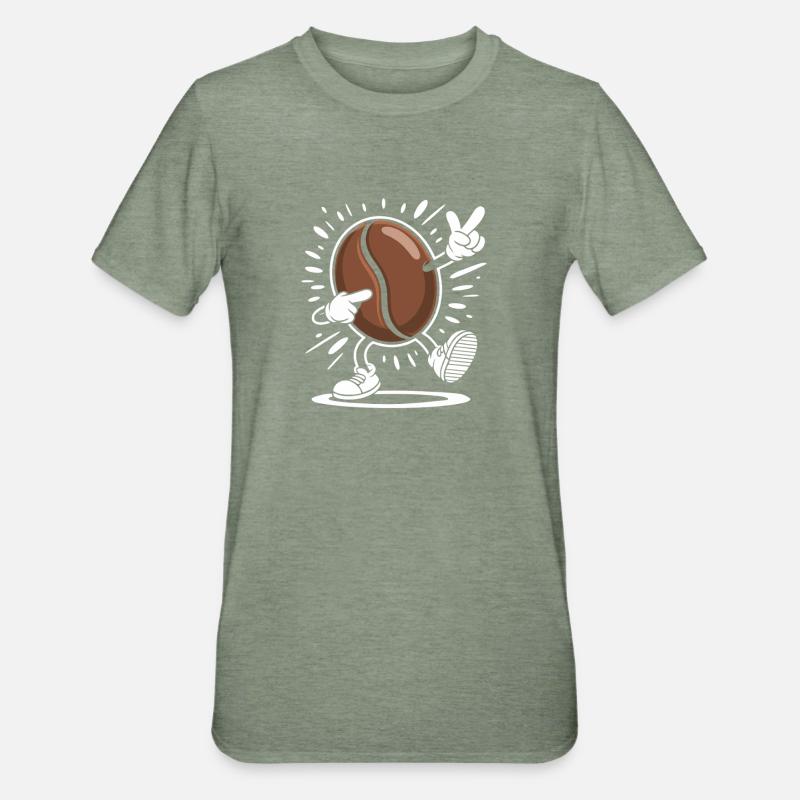 Caffeine Coffee Bean Comic Coffee - Unisex Polycotton T-Shirt - heather military green