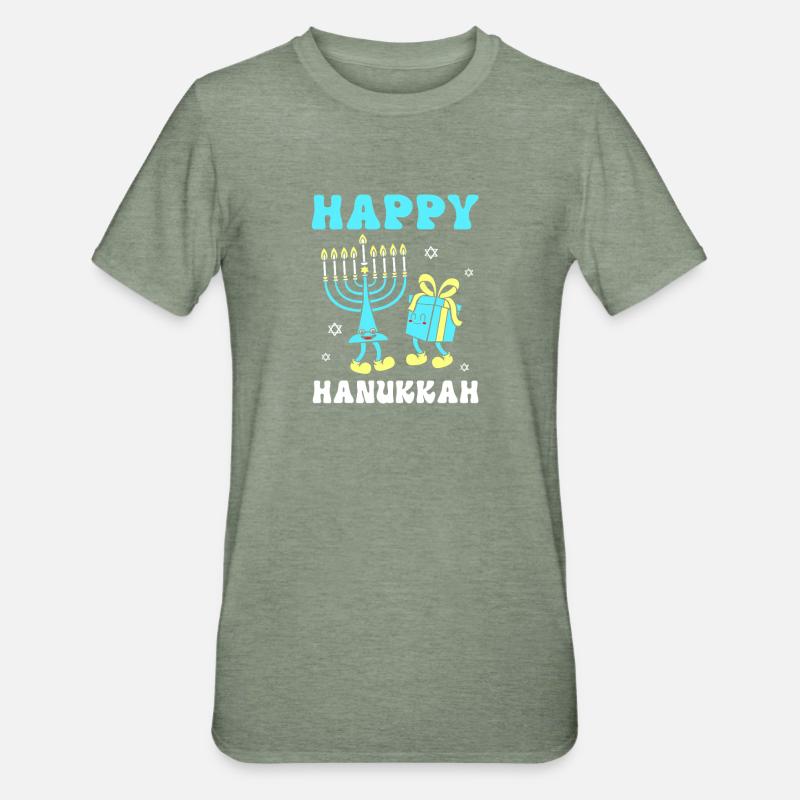 Hanoukka Hanoukka Hanoukka - T-shirt polycoton Unisexe - vert kaki chiné