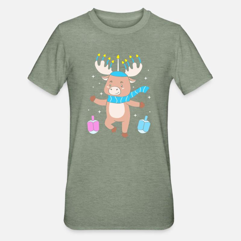 Hanoukka Hanoukka Hanoucca - T-shirt polycoton Unisexe - vert kaki chiné