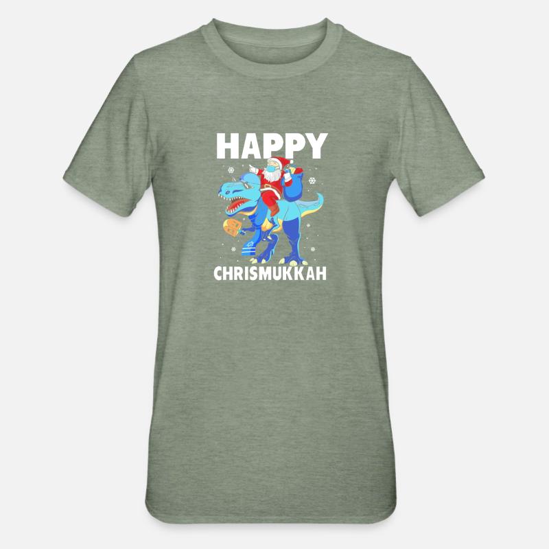 Hanoukka Hanoukka Hanoukka Noël - T-shirt polycoton Unisexe - vert kaki chiné