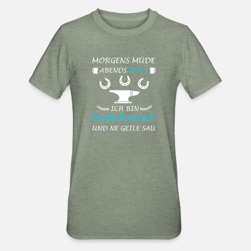 Maréchal-ferrant Cheval Forgeron Lustig - T-shirt polycoton Unisexe - vert kaki chiné