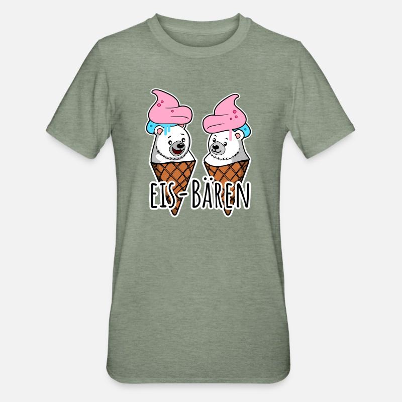 Zwei leckere Eis Bären an der Eisdiele - Unisex Polycotton T-Shirt - heather military green