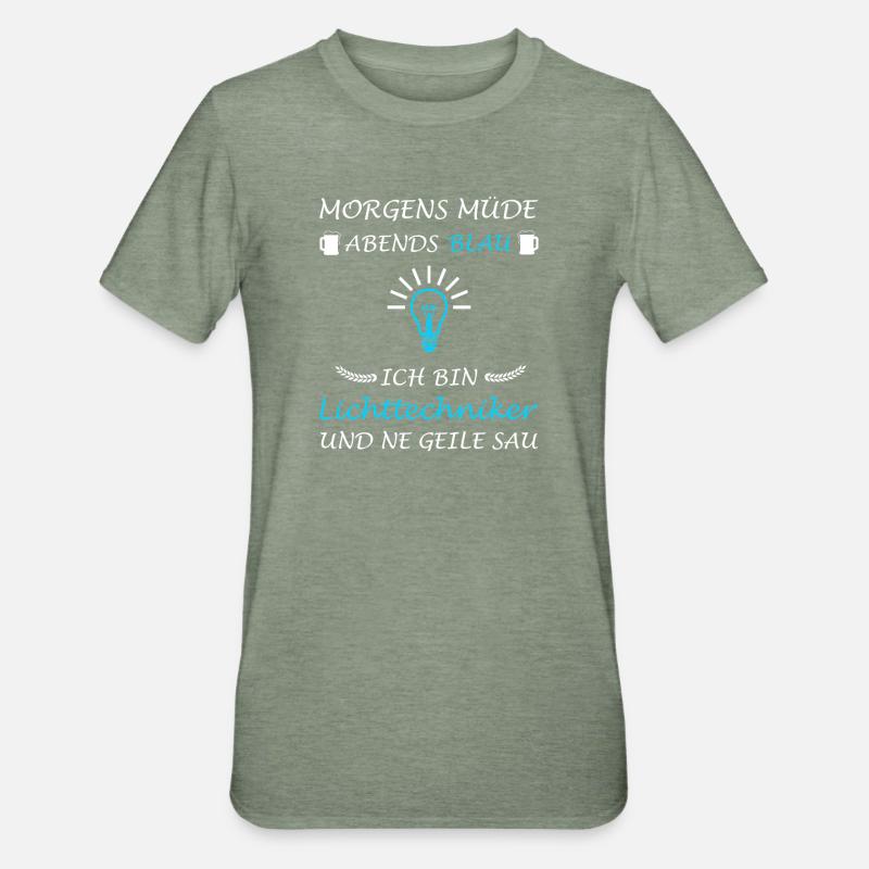 Lichttechniker Lichttechnik Spruch Lichtdesigner - Unisex Polycotton T-Shirt - Militärgrün meliert