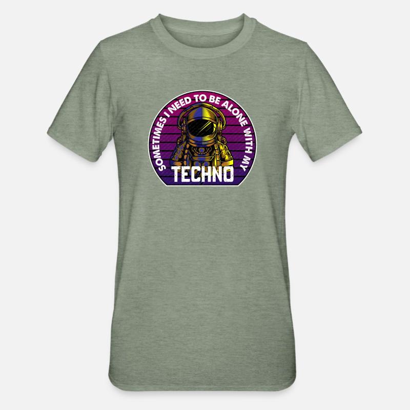 Techno Astronaut Circle Abzeichen - Unisex Polycotton T-Shirt - Militärgrün meliert