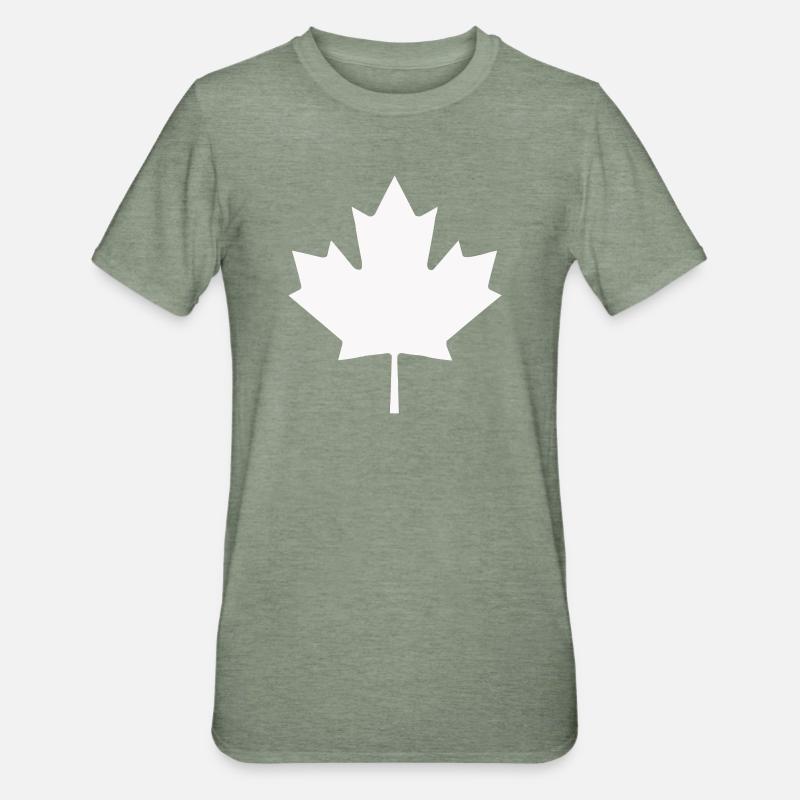 Silhouette de la feuille du Canada - T-shirt polycoton Unisexe - vert kaki chiné